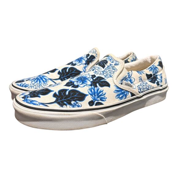 Vans Shoes - Vans Women’s Classic Slip-On Floral Sneakers Blue White Size 10